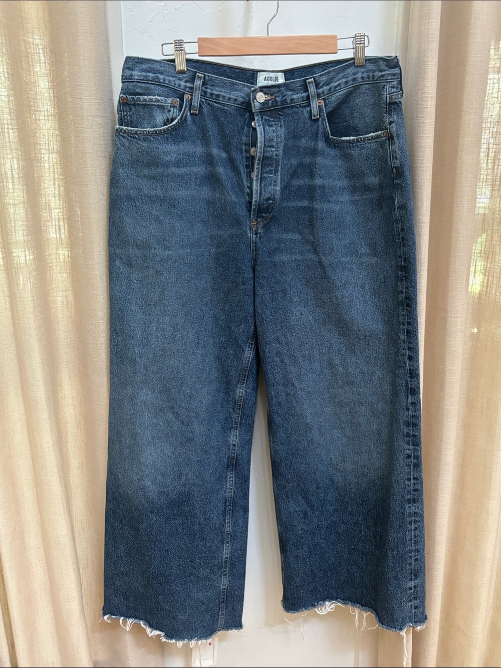 Agolde wide leg raw hem jeans
